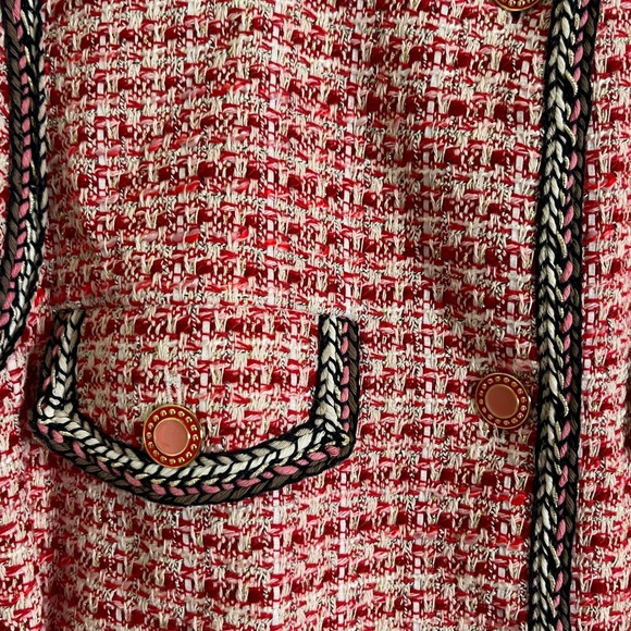 Maje Women's Venetia Two-Tone Tweed Jacket Pink Sz 40 Preppy Old Money - Picture 5 of 11
